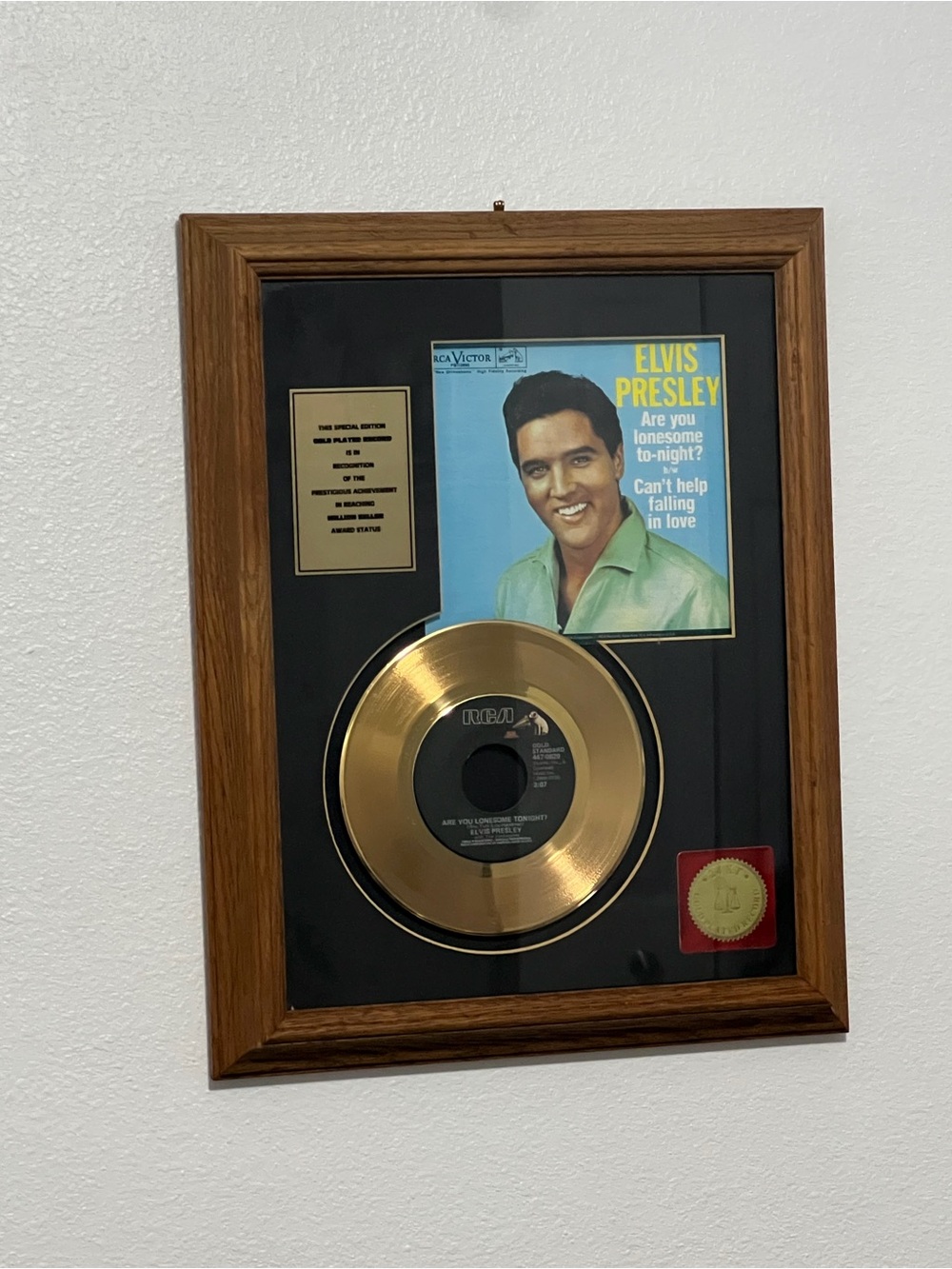 Gold Record Wall Plaque in Brown Frame - Home Accents